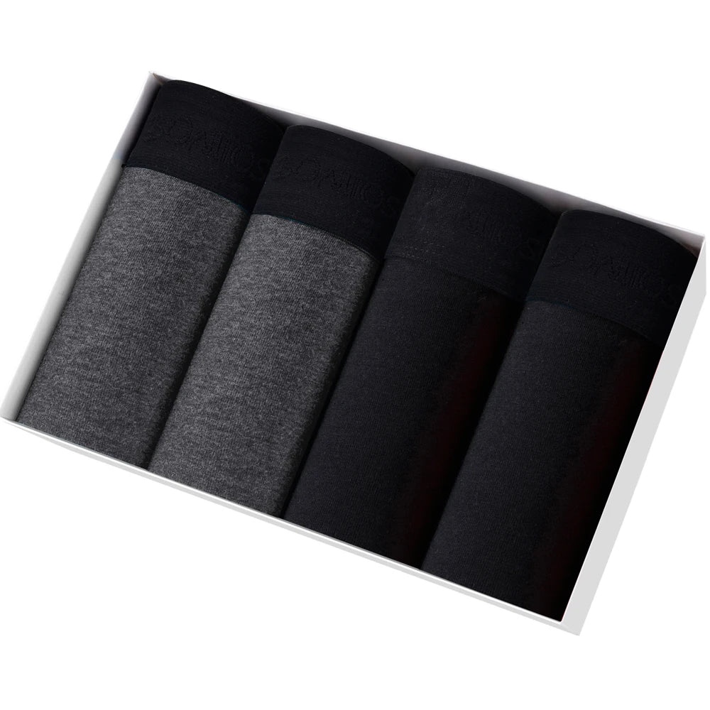 Men’s Cotton Boxer Shorts – Soft 4-Piece Underwear Set
