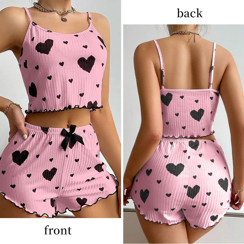 Women’s Pajama Set – 2 Piece Tank Top & Shorts Sleepwear