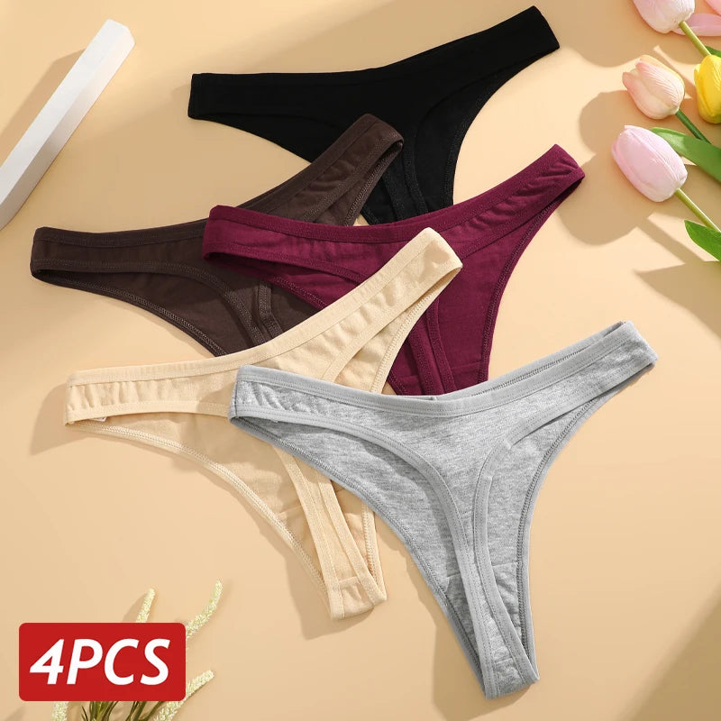 Women’s Cotton Thongs – Seamless Low Rise Underwear