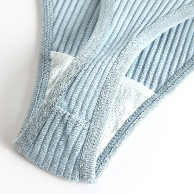 Women’s Cotton Thongs – 4-Piece Striped Underwear Set