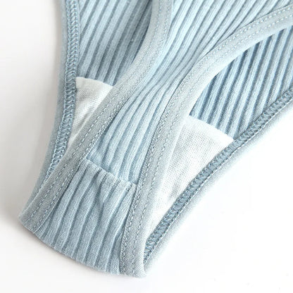 Women’s Cotton Thongs – 4-Piece Striped Underwear Set