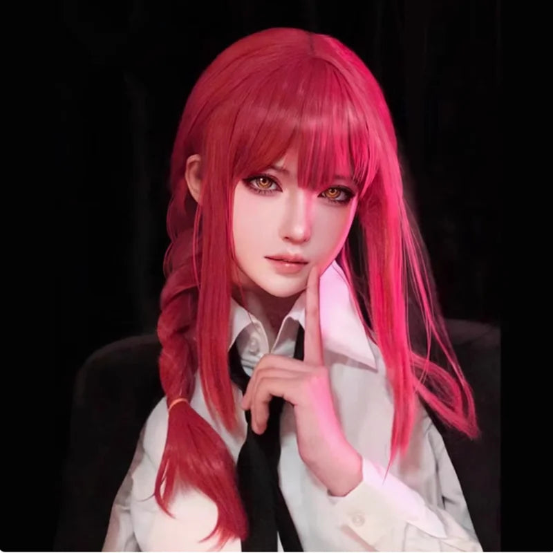 Makima Cosplay wig Anime Chains-aw Man Makima Cosplay Costumes Trench Shirt Tie Pants Men Women Suits Halloween Uniform