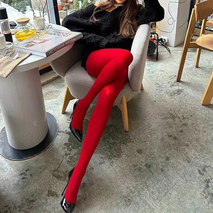 Red Tights – Burgundy Lace Style for Women