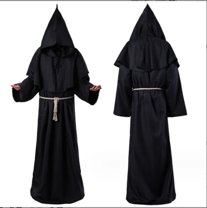 Medieval Hooded Monk Friar Priest Wizard Long Robe Unisex Adult Loose Stage Outfit For Masquerade Theme Party Halloween Cosplay