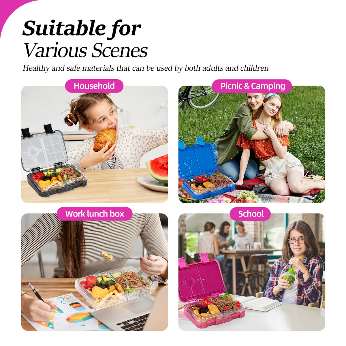 Portable Lunch Box, Leakproof Bento Box for School & Office