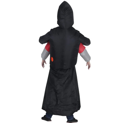 Adult Funny Inflatable Black Robe Mask Ghost Costume Props Halloween Day of the Dead Carnival Party Masquerade Cosplay