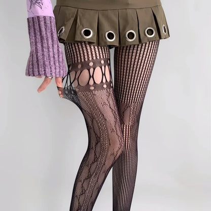 Floral Fishnet Tights for Women – Ripped Pattern Pantyhose