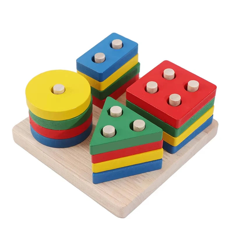 Montessori Wooden Puzzle – Geometry Learning Toy for Kids