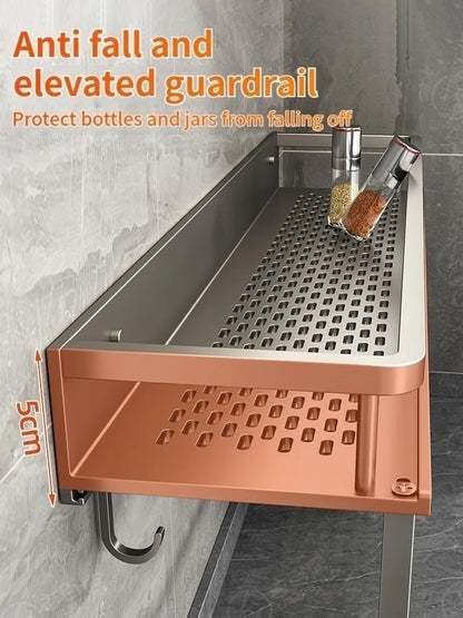 Kitchen Wall Shelf | Aluminum Spice Organizer Rack