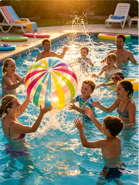 Inflatable Beach Ball Colorful Striped Pool Ball for Summer Water Play