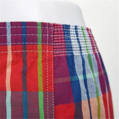 Men’s Cotton Boxer Shorts 4 Pack – Classic Plaid Loose Fit