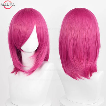 40cm Medium Basic Anime Cosplay Wig Bang Blond  Black White Red Pink Green Brown Gold Blue Heat Resistant Synthetic Hair Wigs