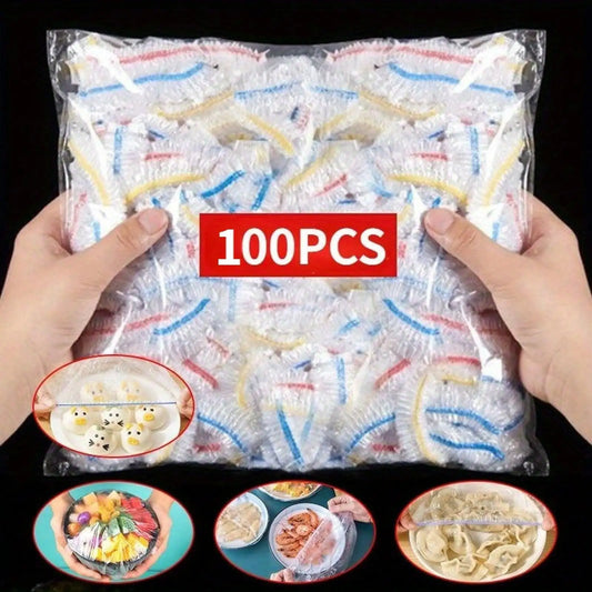 100PCS Plastic Food Covers Elastic Fresh Keeping Covers for Fruits