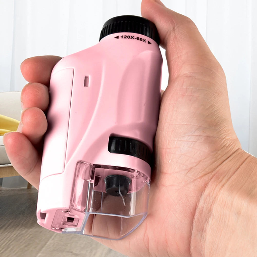 Pocket Microscope for Kids – 60-120X Handheld Science Kit