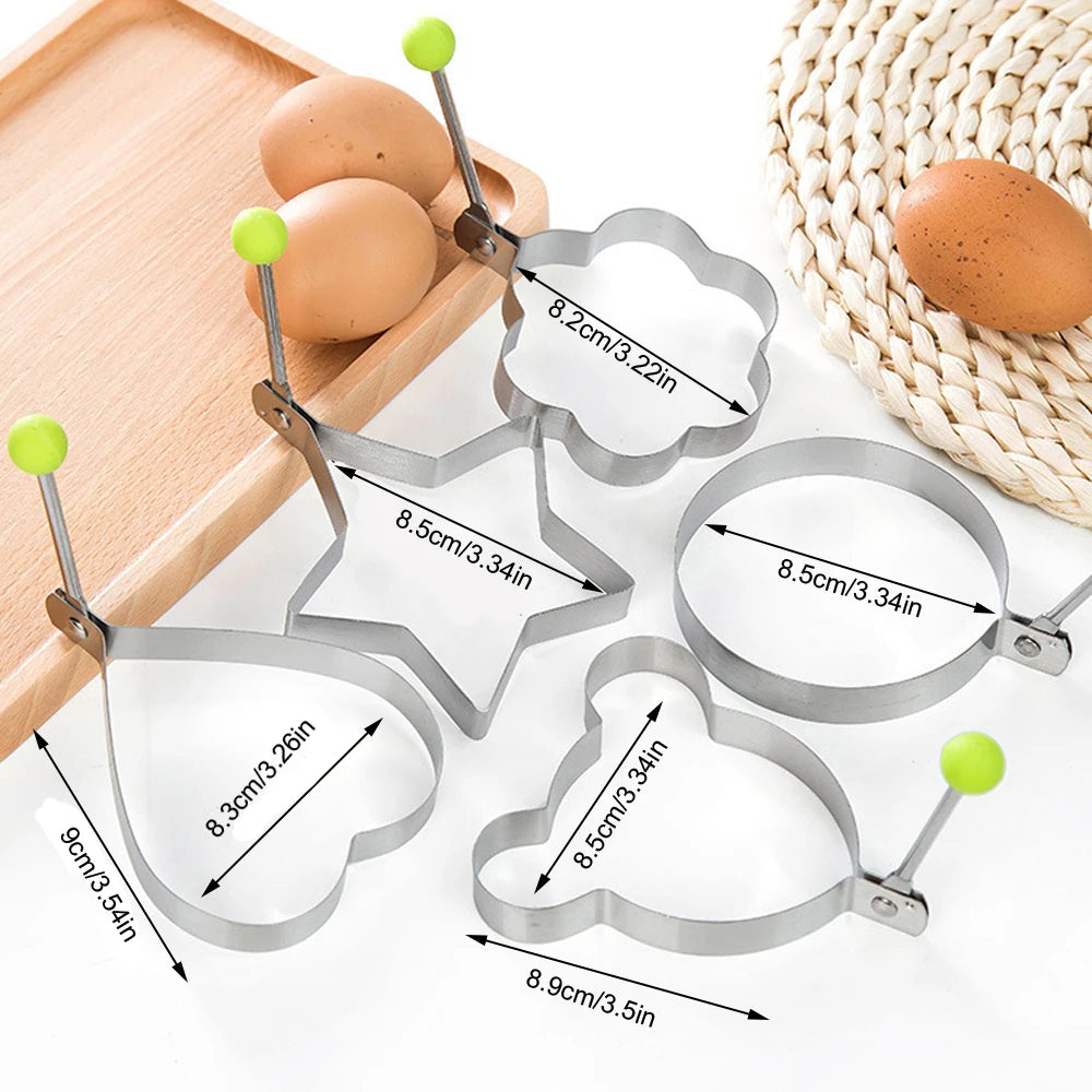 5Pcs Stainless Steel Egg Ring Molds Pancake Omelette Shapers