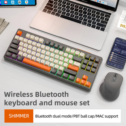 Wireless Gaming Keyboard 87 Key Bluetooth RGB Keyboard with Mouse