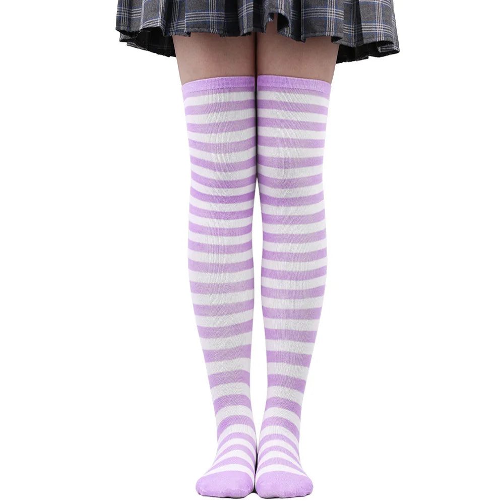 Women's Striped Over Knee Socks – Long Pinstripe Stockings