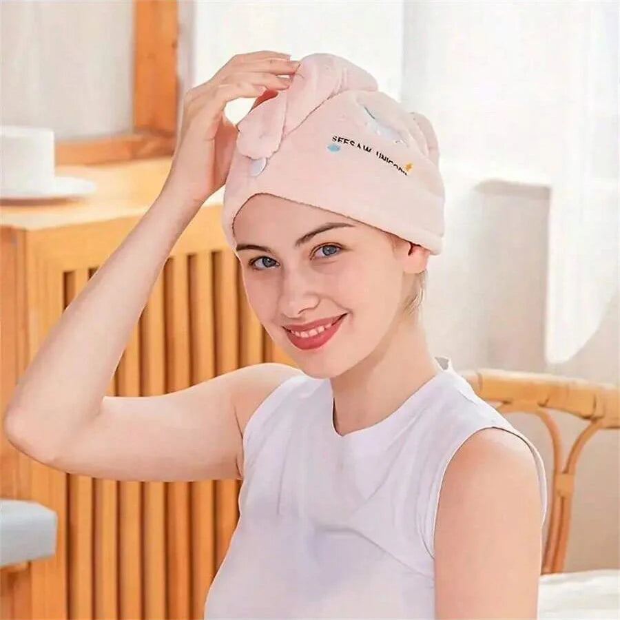 Hair Drying Cap – Absorbent Coral Fleece Hair Towel Wrap