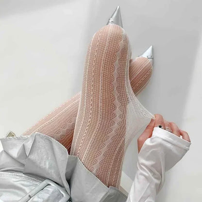 Fishnet Tights – Lace Rhombus Patterned Style