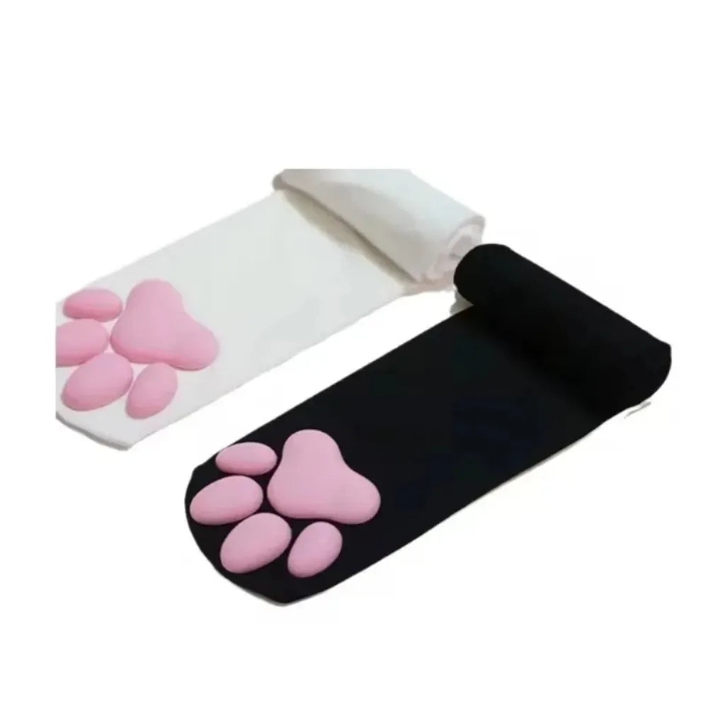 Cat Paw Thigh High Socks – Cozy Knit Socks for Women