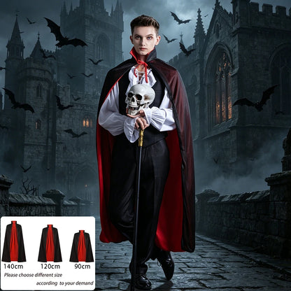 Halloween Christmas Cloak Black Red Reversible, Vampires Cape Cloak for Christmas Halloween Witch Party Cosplay Costume Cloak