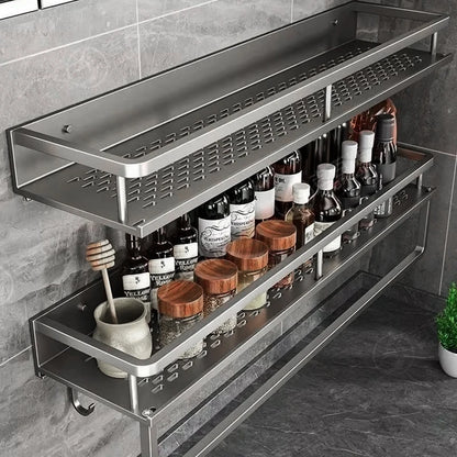 Kitchen Wall Shelf | Aluminum Spice Organizer Rack