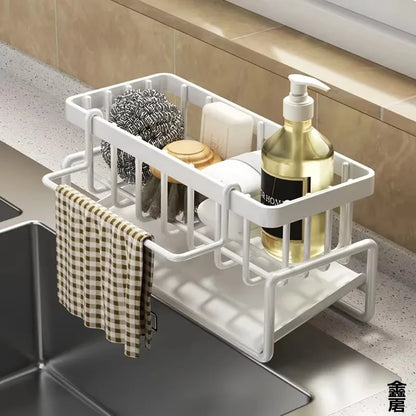 Sink Organizer with Drainage Rack Compact Kitchen Storage Shelf