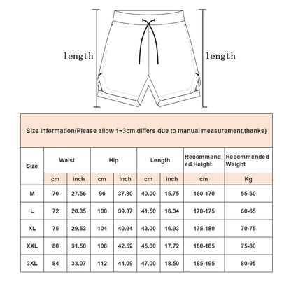 Men's Running Shorts 2-in-1 Quick Dry Gym Workout Sports Shorts