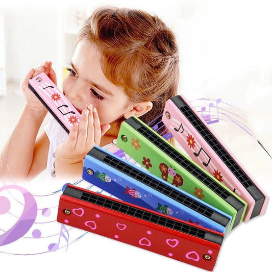 Kids Wooden Harmonica Musical Instrument Toy for Beginners