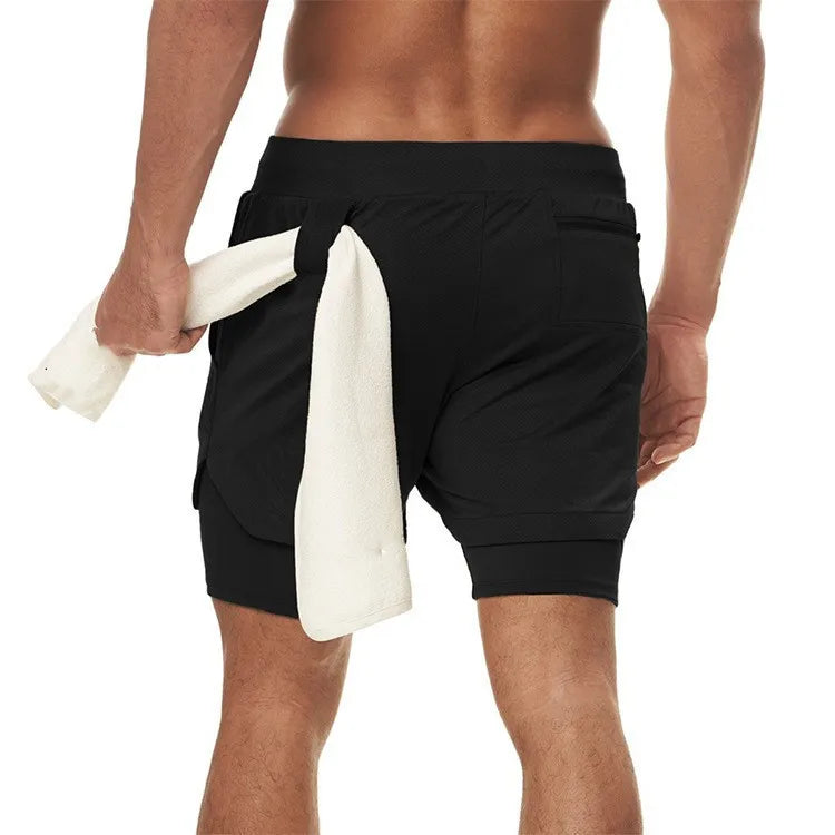 Men's Running Shorts 2-in-1 Quick Dry Gym Workout Sports Shorts