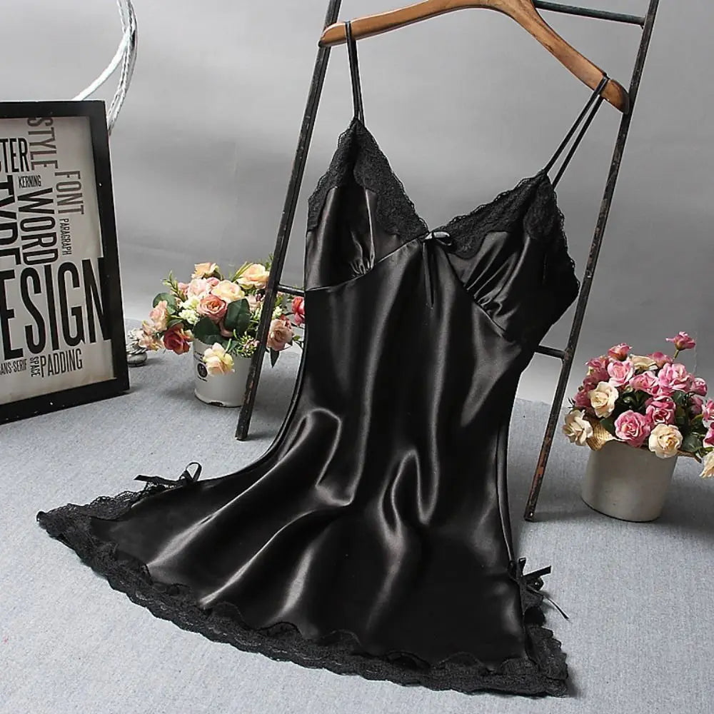 Women’s Nightgown – Lace V-Neck Camisole Sleepwear