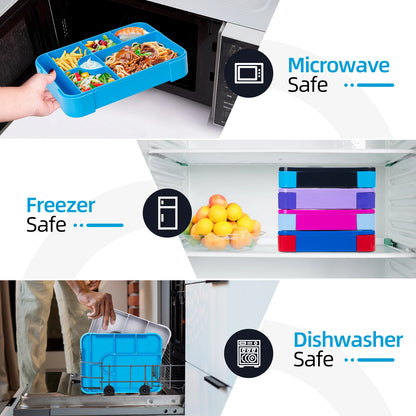 Kids Lunch Box, Divided Bento Box, Leakproof Microwave Food Container