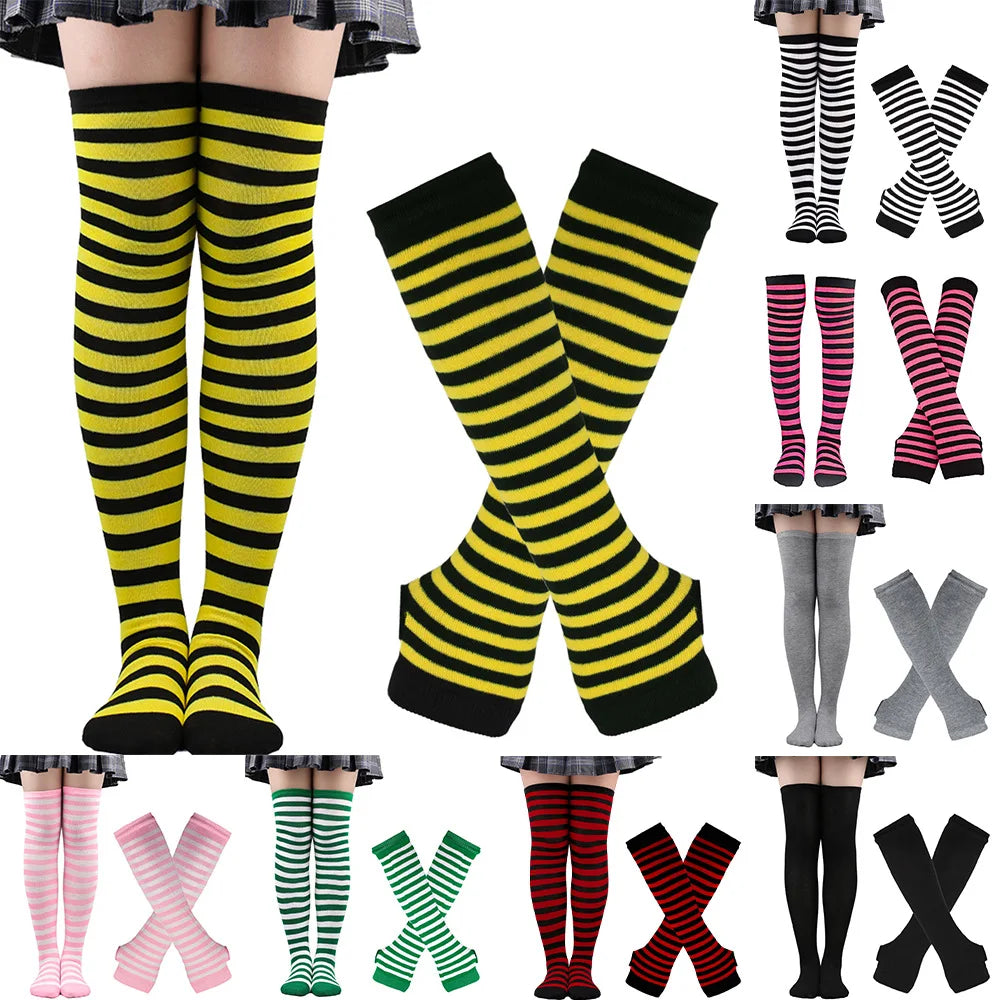 Over Knee Socks – Women’s Striped Thigh High Cotton Blend Socks