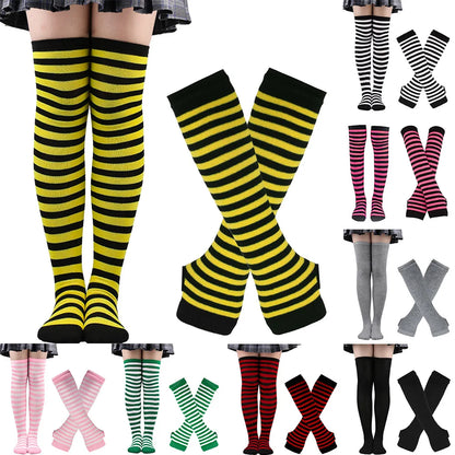 Over Knee Socks – Women’s Striped Thigh High Cotton Blend Socks