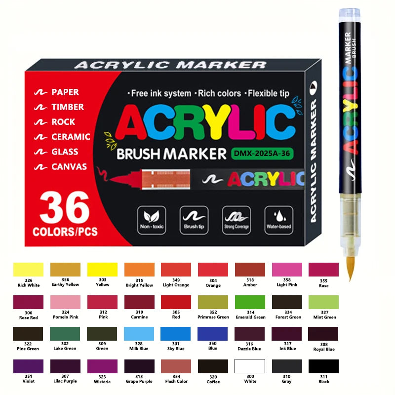 Acrylic Paint Markers – Brush Tip Pens for Wood, Rock & Canvas