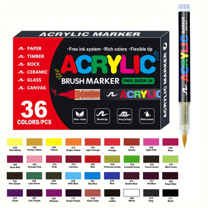 Acrylic Paint Markers – Brush Tip Pens for Wood, Rock & Canvas