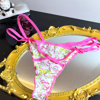 Women’s Satin Underwear – Floral Print Low Rise Panties
