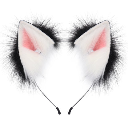 Handmade Faux Fur Animal Ears Headband Furry Cat Fox Ear Hairhoop Headwear Costume Accessory for Cosplay Masquerade