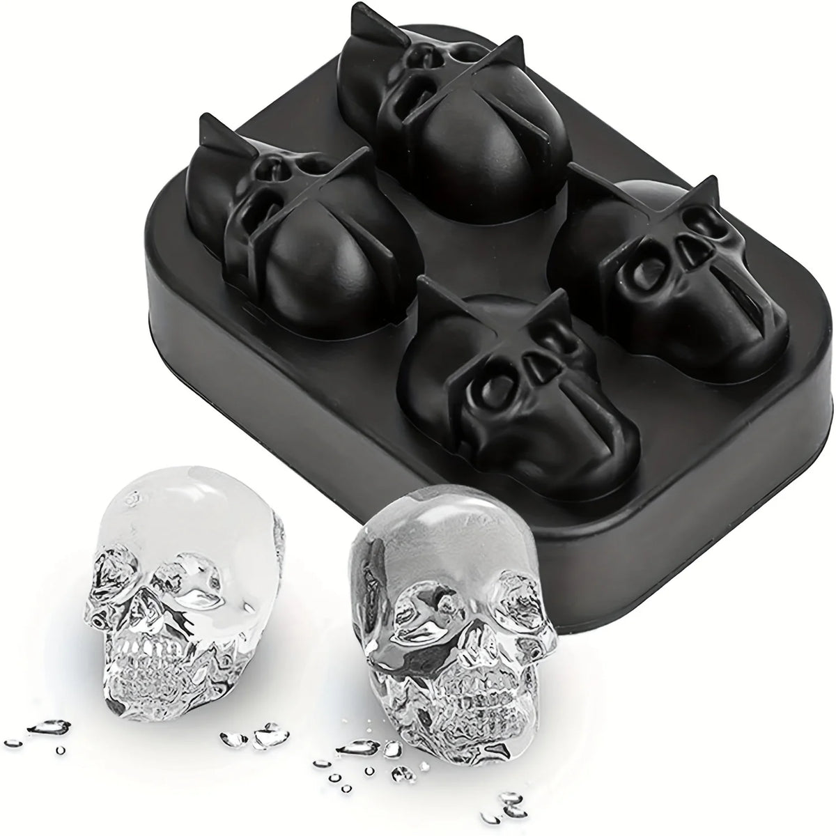 Skull Ice Mold Silicone 3D Ice Cube Tray for Cocktails & Drinks