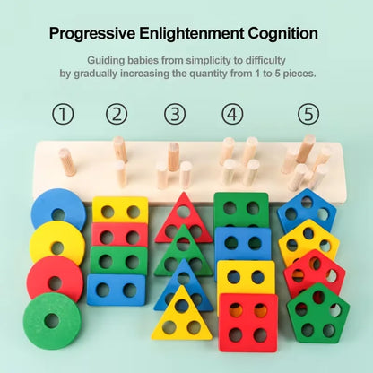 Montessori Wooden Puzzle – Geometry Learning Toy for Kids