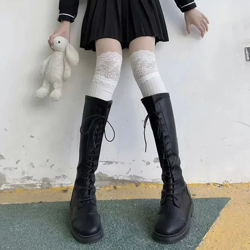 Thigh High Stockings for Women – Lace Long Leg Socks