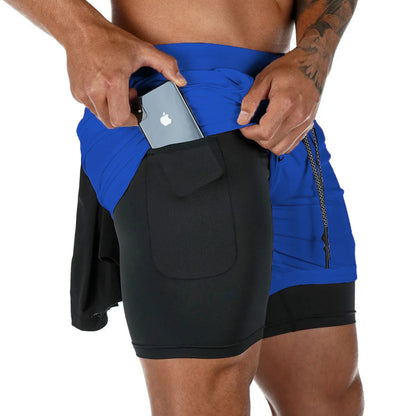 Men's Running Shorts 2-in-1 Quick Dry Gym Workout Sports Shorts