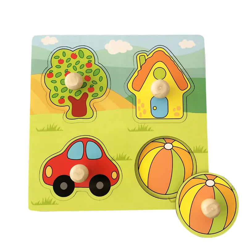 Montessori Wooden Puzzle – Geometry Learning Toy for Kids