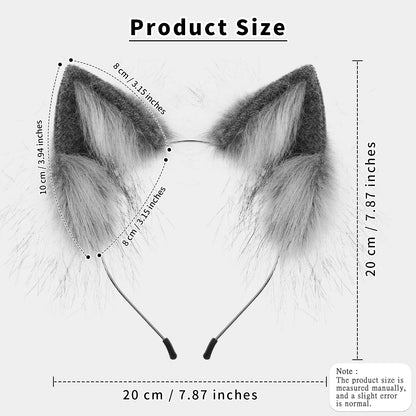Handmade Faux Fur Animal Ears Headband Furry Cat Fox Ear Hairhoop Headwear Costume Accessory for Cosplay Masquerade