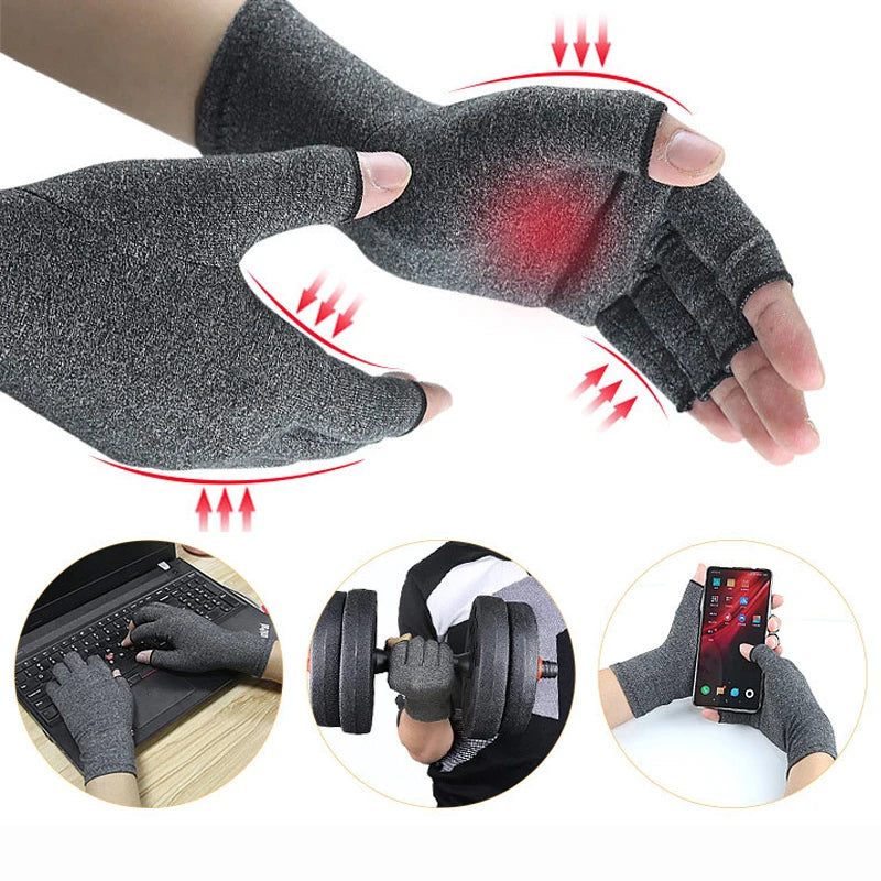 Fingerless Compression Gloves for Sports Hand Support 1 Pair