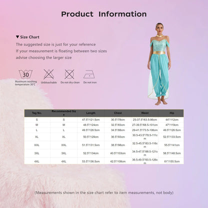 Festival Arabian Princess Costumes Indian Dance Embroider Bollywood Jasmines Costume Party Halloween Cosplay Jasmines Outfit
