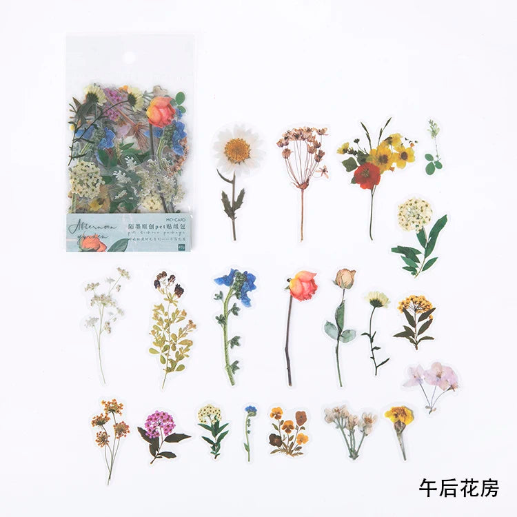 Floral Sticker Set 40pcs Ginkgo Leaf PET Stickers for Journals & Crafts