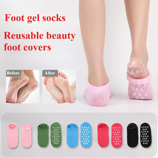 Moisturizing Foot Socks for Dry & Cracked Feet Silicone Heel Care