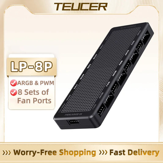 ARGB Fan Hub 1 to 8 5V PWM Controller for PC Cooling Fans