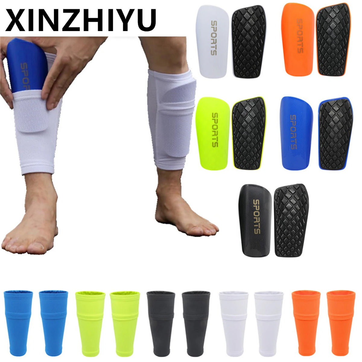 Soccer Shin Guards for Kids & Adults Lightweight Protective Gear